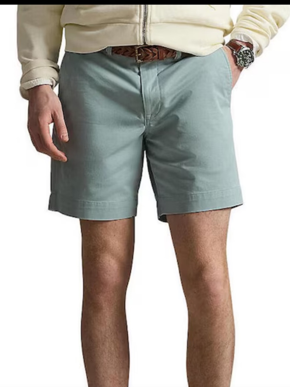 Ralph Lauren Bedford Stretch Classic Flat Front Chino Shorts in Cast Green